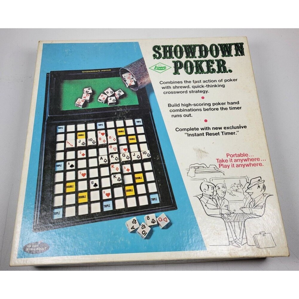 Vintage Showdown Poker Board Game By E S Lowe 100% travel dice game 1971 MCM